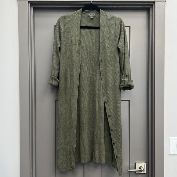 Barefoot Dreams Sweaters - Barefoot dreams ribbed cardigan w/buttons and rolled sleeves, green, small